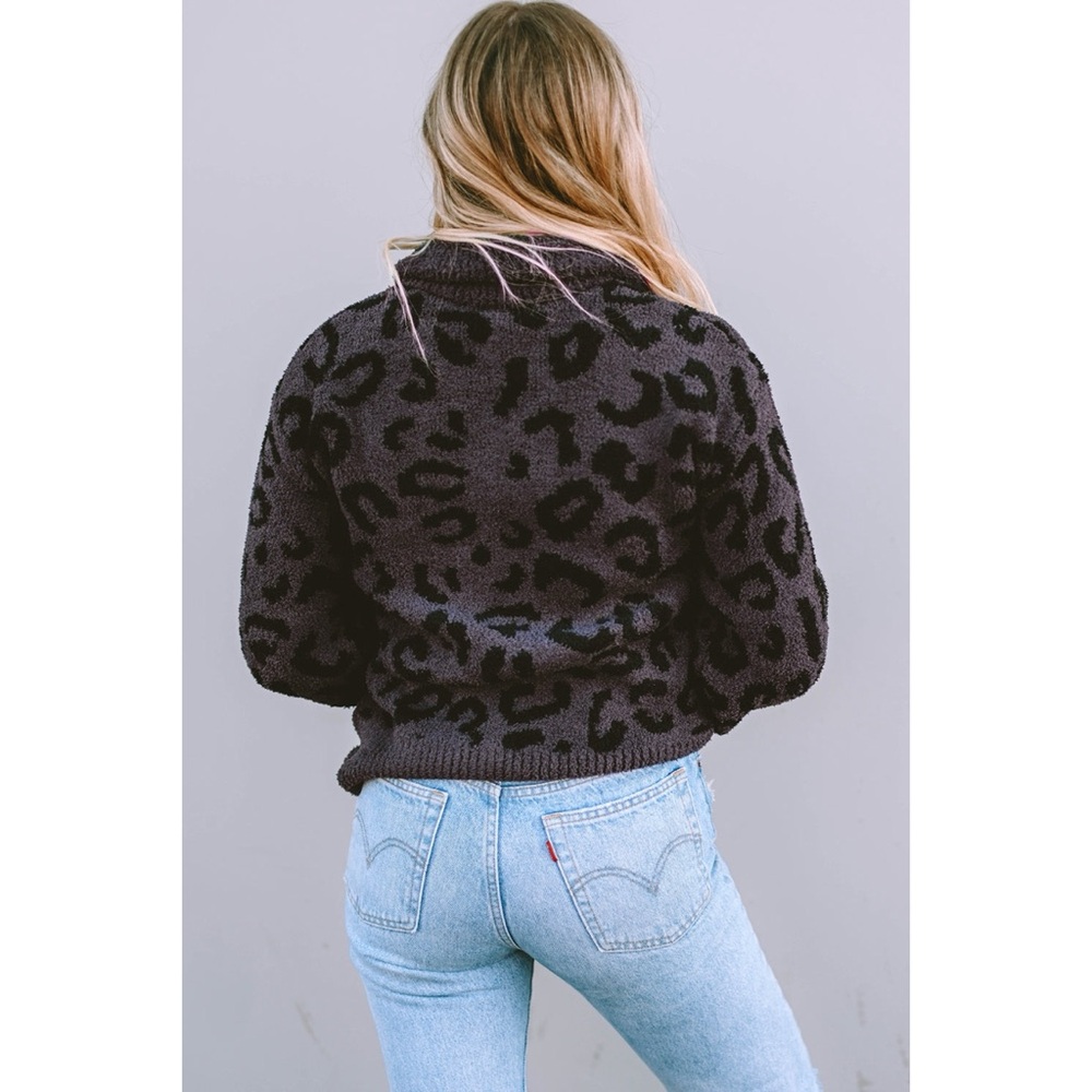 Fuzzy Black Leopard Pullover - Picture 2 of 2